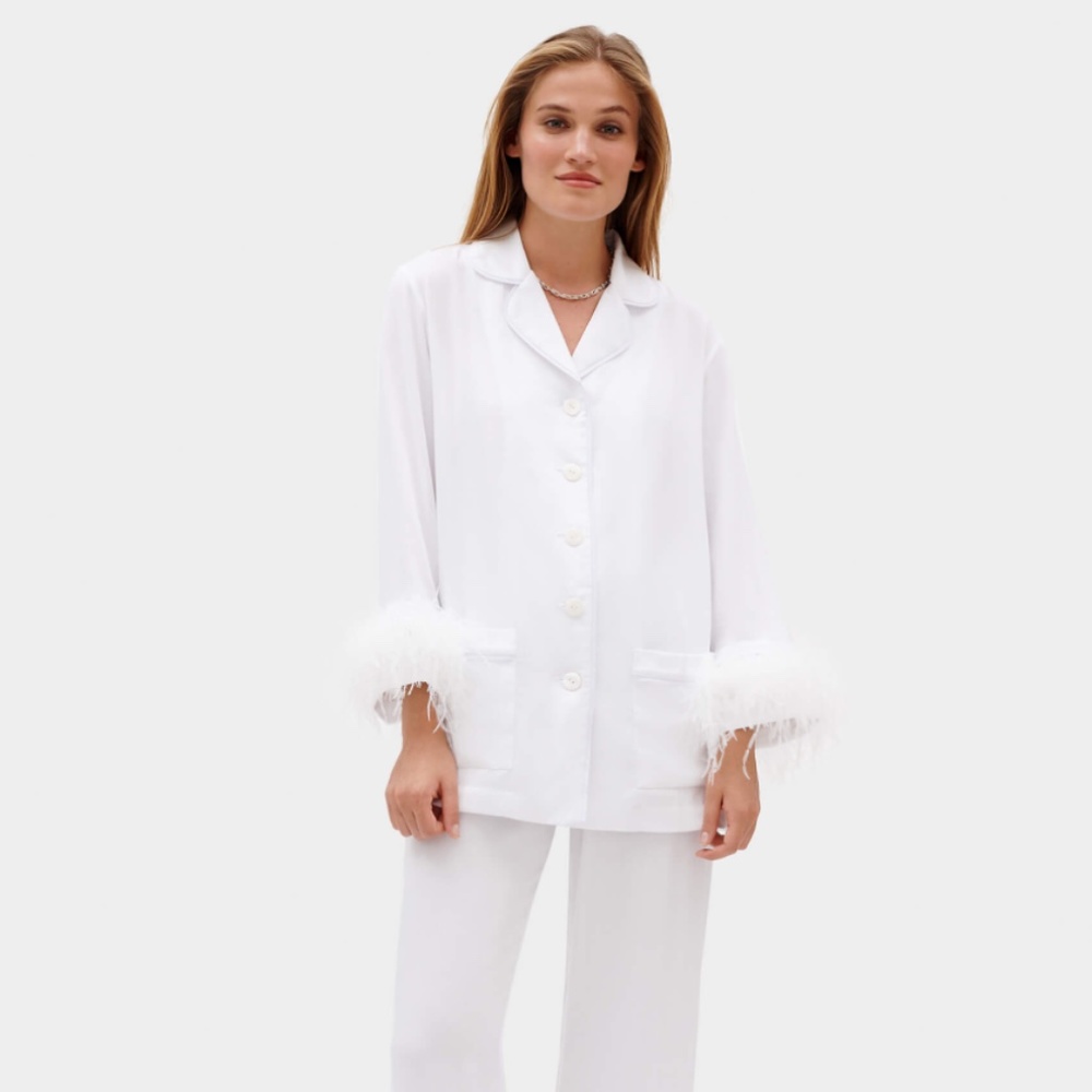 Daily Sleeper Double Feather Party Pajamas In White Gem